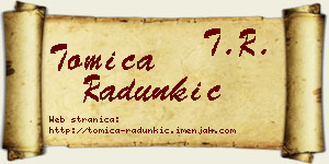 Tomica Radunkić vizit kartica